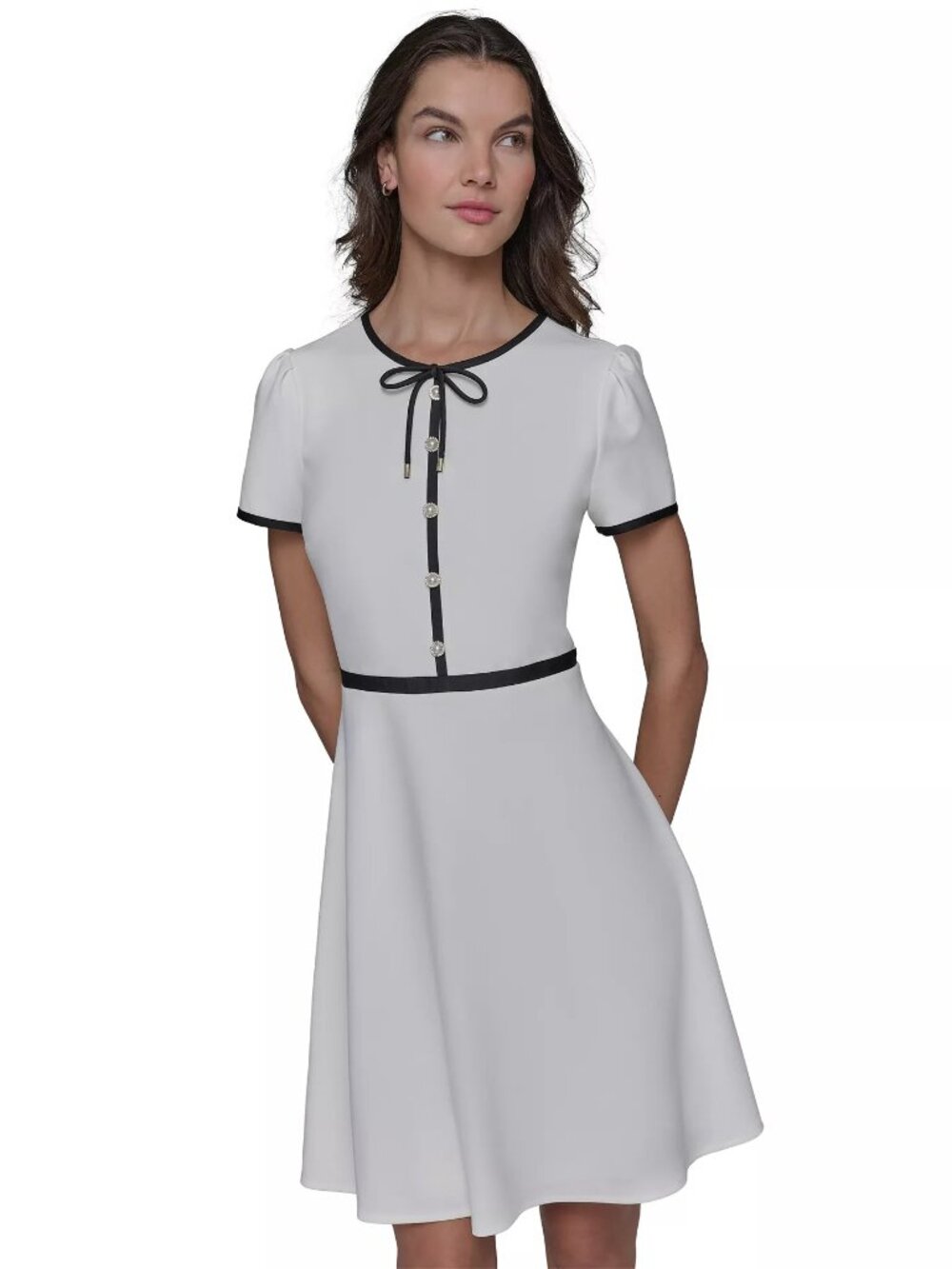 KARL LAGERFELD PARIS Womens Beaded Bling Button Contrast Size 6 NWT